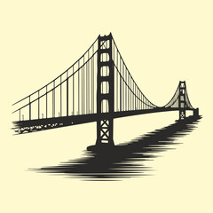 Golden Gate Bridge Iconic Suspension Bridge Silhouette Illustration
