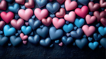 Background of hearts. Template cover with hearts, valentine. Valentine's day background print. Card with hearts.	