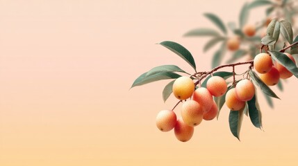 Loquat fruit tree in a gradient background nature scene botanical photography light and fresh environment captivating view
