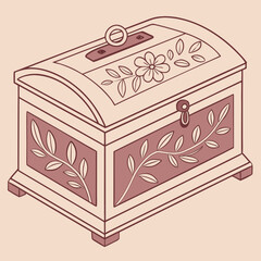 Closed jewelry box with floral decoration