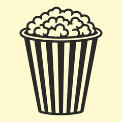 Popcorn Bucket With Stripes Isolated On A Cream Background - Digital Art