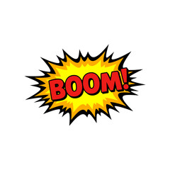Sale promotion icon with comic book explosion, a vibrant cartoon design with a yellow star and the word BOOM! for a super summer new price