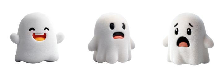 Whimsical digital art of playful ghost characters for halloween fun