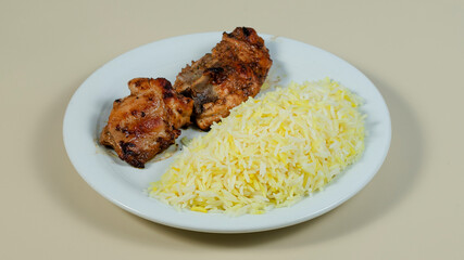 Rice and roasted chicken