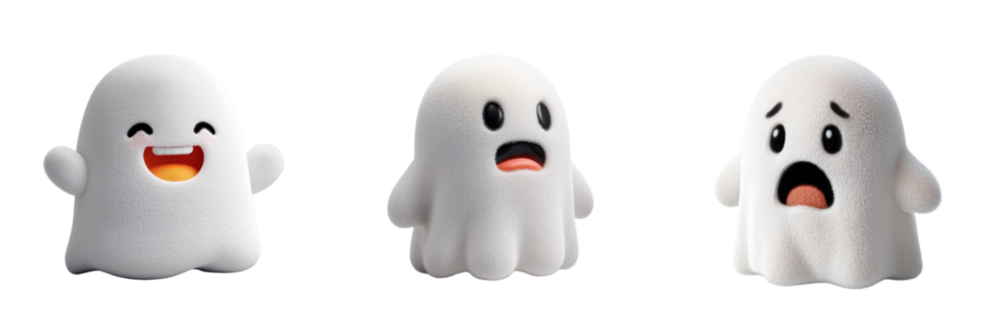 Whimsical digital art of playful ghost characters for halloween fun