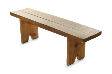 Wooden bench isolated on white. Used stuff