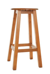Wooden bar stool isolated on white. Used stuff