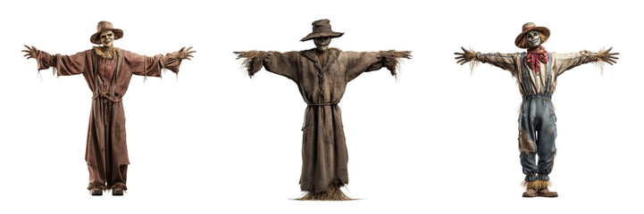 Scarecrow decoration farm field digital art autumn close-up view