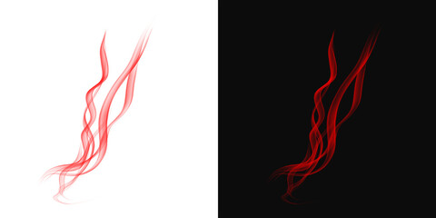 Abstract Red Smoke Trail, Realistic Vapor Effect on Transparent Background
