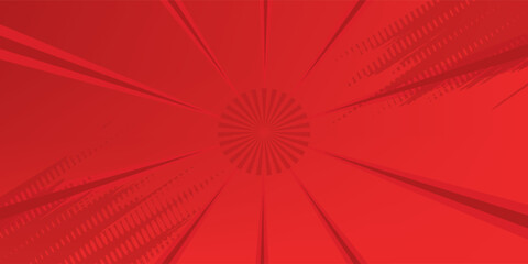 Red comic sunburst effect background with halftone. pop art comic-style vector background