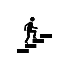 Climbing to success! Person moving up stairs represents growth and achievement, reaching goals