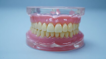 Detailed dental model displaying human teeth in clear acrylic base