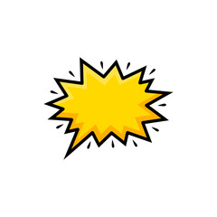 Chat bubble icon of explosion and cloud vector elements with sun rays effect