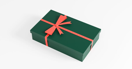 Festive Green Gift Box with Red Ribbon