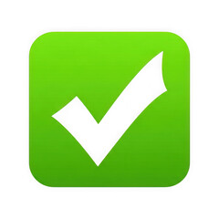 3d green check mark icon with smooth gradient and subtle shine isolated on transparent background