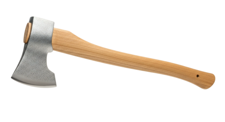 Axe wood handle tool metal sharp cutting isolated transparent background