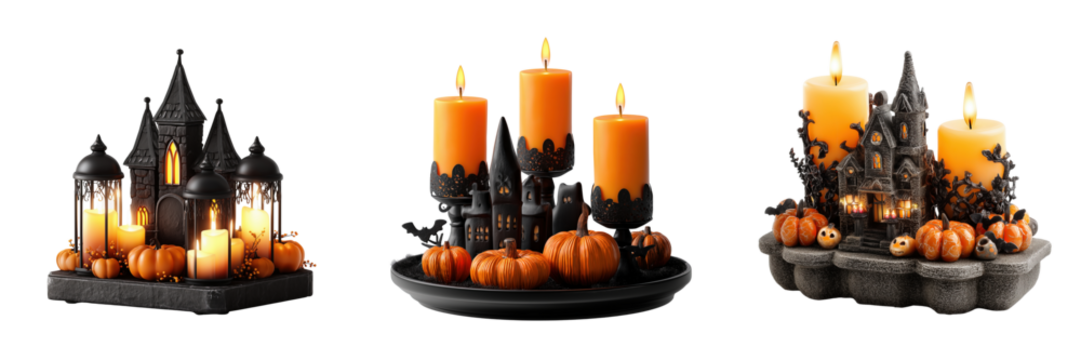 Halloween decoration showcase home candle displays festive setup
