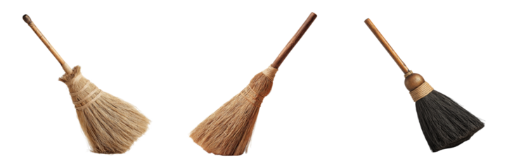 Cleaning action with brooms home environment still life photography