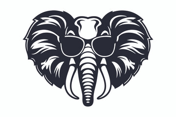 Monochrome elephant face wears sunglasses with detailed texture adding a unique stylized flair