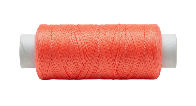 Coral sewing thread on spool isolated on transparent background