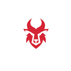 Red Bull Wolf Head Logo &ndash; Modern Abstract Animal Symbol