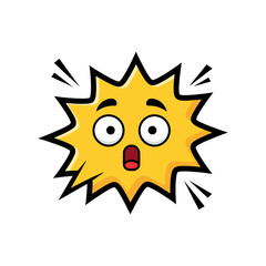 A cheerful yellow cartoon sun with a smiling face shines brightly on a hot summer day