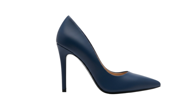 High heel shoe elegant footwear classic style dark blue pointed toe women fashion 3 d render isolated transparent background