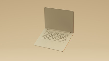Beige Laptop Neutral Gradient Background 3d illustration