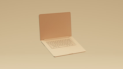 Beige Laptop Neutral Gradient Background 3d illustration