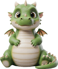 Fototapeta premium Cartoon 3D Baby Dragon Sitting