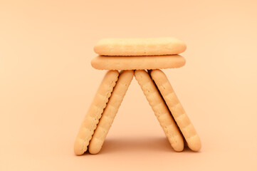Lenten cookies for diabetics on beige background. Healthy crispy snack.