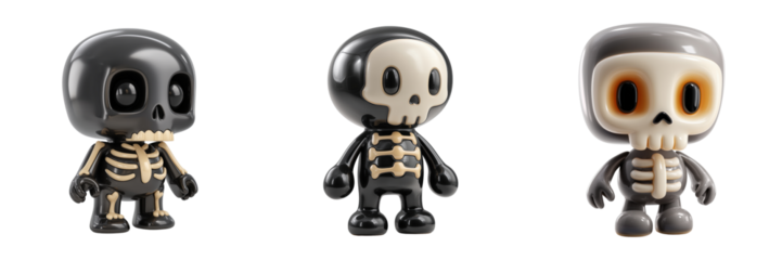 Playful skeleton toys displayed on for halloween fun