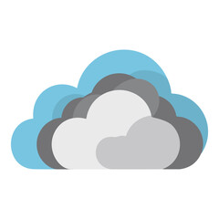 Fototapeta premium Stylized Weather Cloud Icon with Overlapping Layers Depicting Atmospheric Conditions and Meteorological Forecasts, Suitable for UI Design and Educational Resources on Climate Patterns
