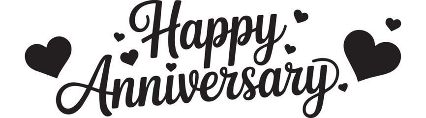 Happy Anniversary calligraphy on white background script