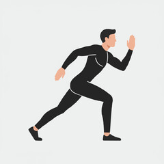 Fototapeta premium An energetic male figure, clad in athletic attire, is depicted in a powerful running pose, symbolizing agility, speed, and a commitment to competitive sports.