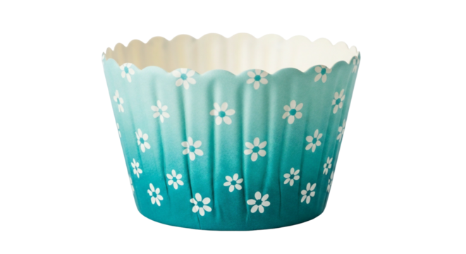 Teal cupcake liner with white flowers baking supplies paper cups dessert decoration
