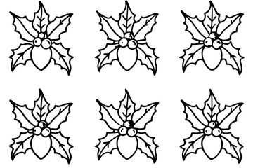 Mistletoe Kiss Line Art Set Minimal Holiday Vector Collection