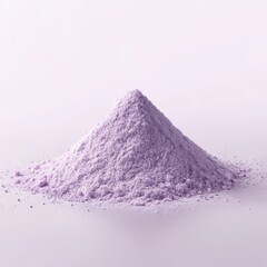 Soft pile of light purple powder or dust texture on a white background