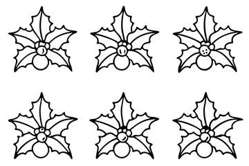 Mistletoe Kiss Line Art Set Minimal Holiday Vector Collection