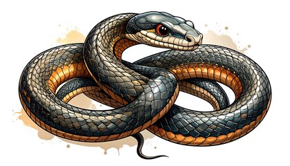 Obraz premium Detailed illustration of a coiled snake