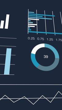 Data analytics dashboard for financial investment reports. Animated infographics statistics.