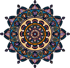 Ornate floral lace circle design, a vintage ornamental round arabesque pattern for decoration