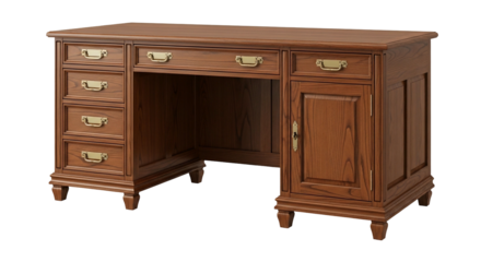 Wooden desk with drawers and cabinet classic office furniture