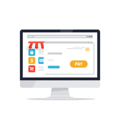 Flat Design Illustration of an Online Shopping Payment Process