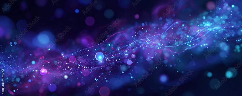 Canvas Prints a vibrant abstract design featuring swirling colors and luminous particles against a dark background