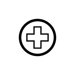 Obraz premium First aid sign circle silhouette icon vector flat design.