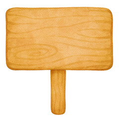 Wooden signboard isolated watercolor cartoon