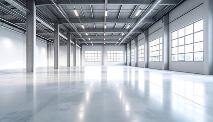 Empty modern industrial warehouse
