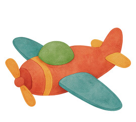 Watercolor Airplane Toy Illustration © bellakaweski
