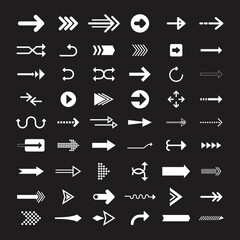 Arrow set featuring curved straight dotted and swirled arrows for creative design arrow vector